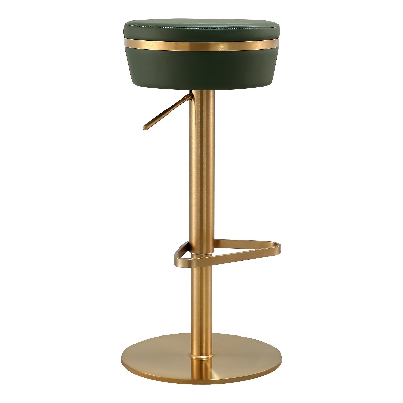 TOV Furniture Astro Malachite Green and Gold Vegan Leather Adjustable Stool