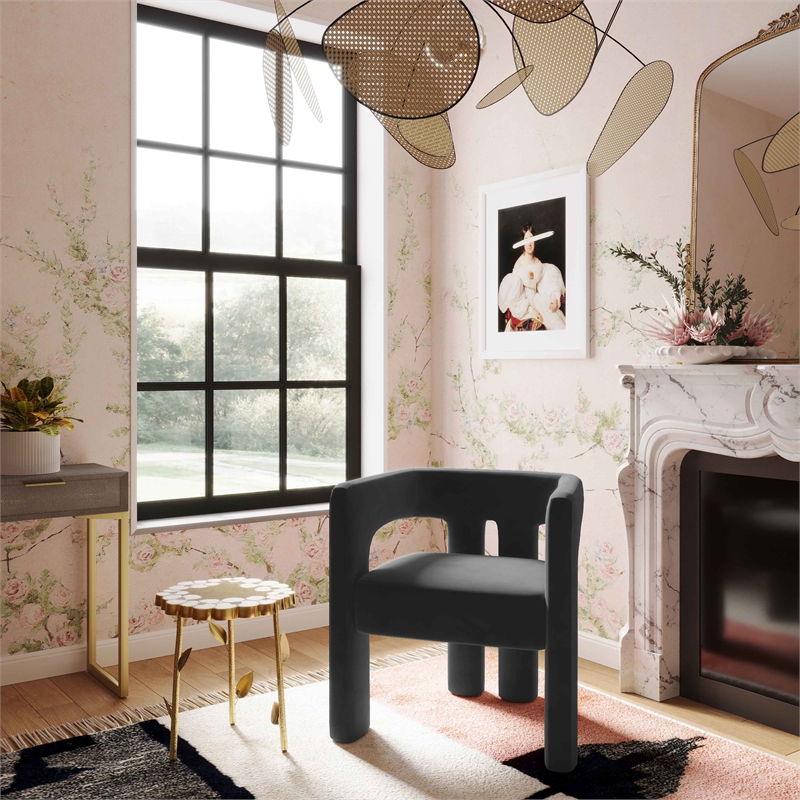 TOV Furniture Sloane Black Velvet Upholstered Dining Chair