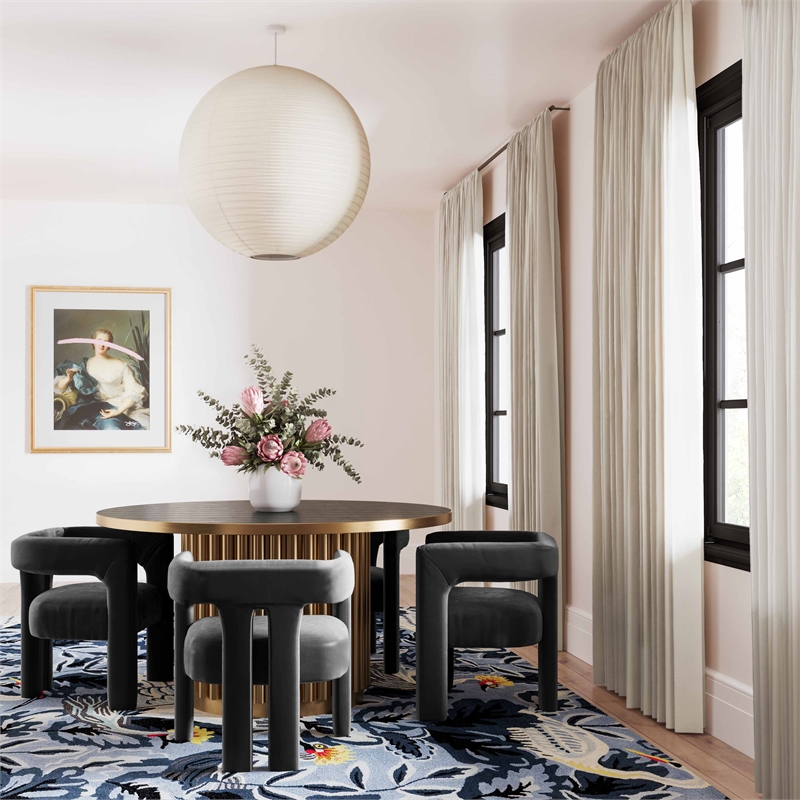 TOV Furniture Sloane Black Velvet Upholstered Dining Chair