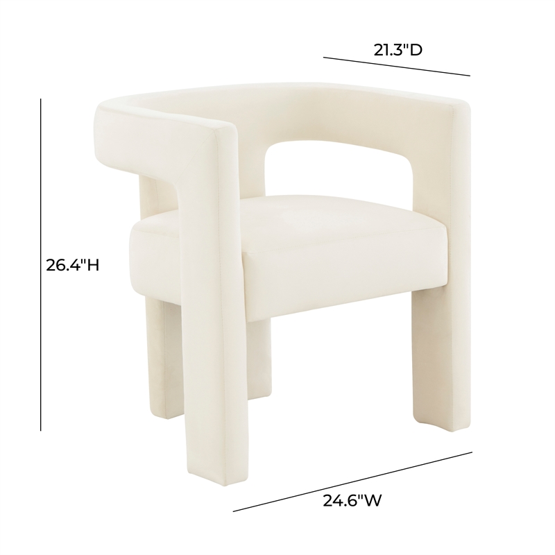TOV Furniture Sloane Cream Velvet Upholstered Dining Chair