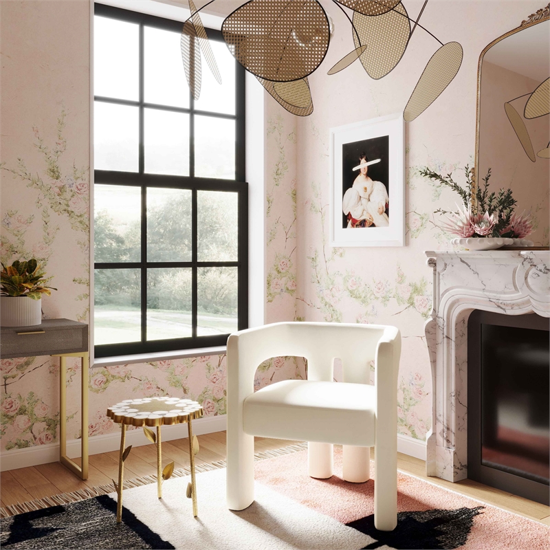 TOV Furniture Sloane Cream Velvet Upholstered Dining Chair
