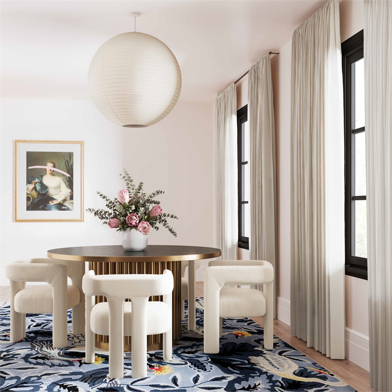 TOV Furniture Sloane Cream Velvet Upholstered Dining Chair