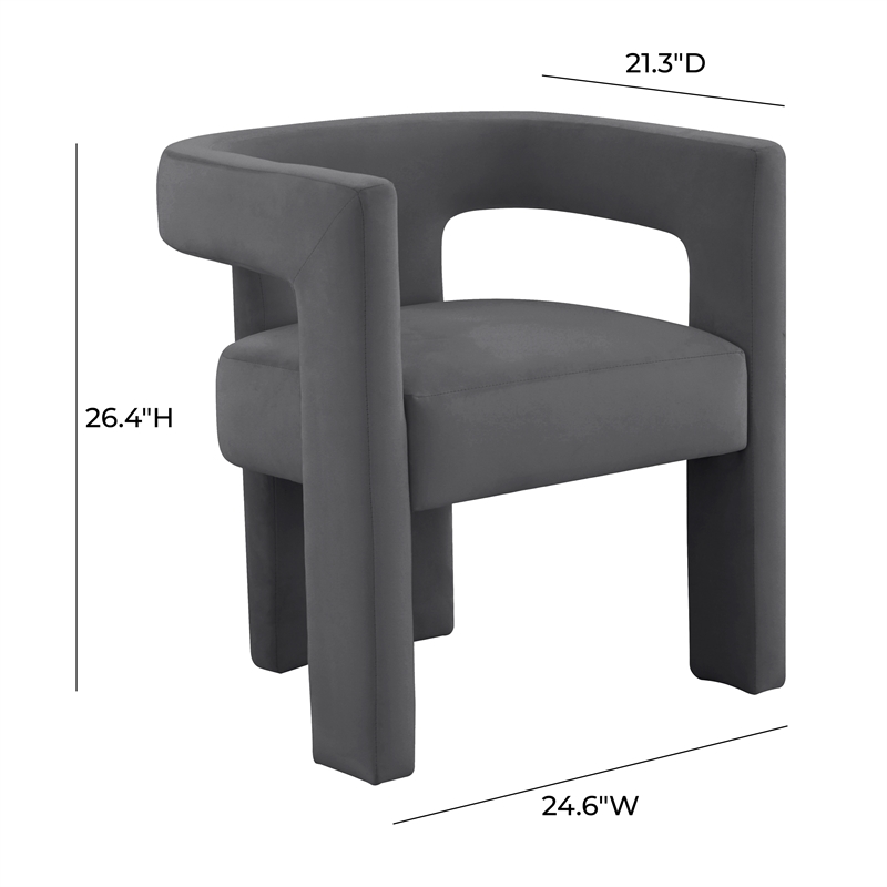 TOV Furniture Sloane Dark Grey Velvet Upholstered Dining Chair