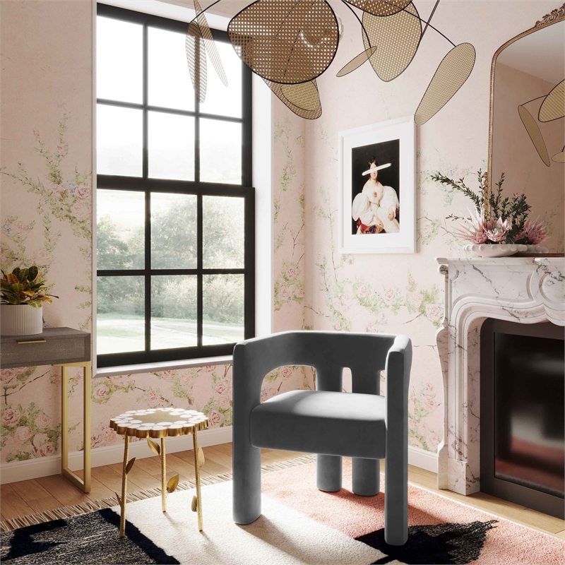 TOV Furniture Sloane Dark Grey Velvet Upholstered Dining Chair
