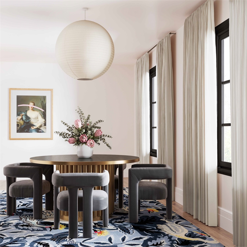 TOV Furniture Sloane Dark Grey Velvet Upholstered Dining Chair