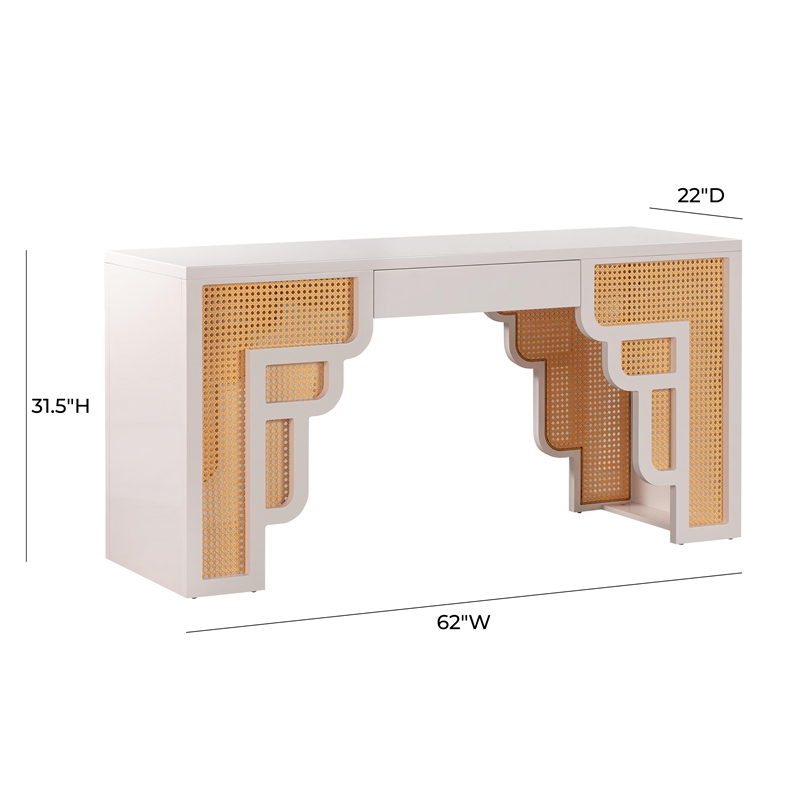 TOV Furniture Suzie Cream & Rattan Desk