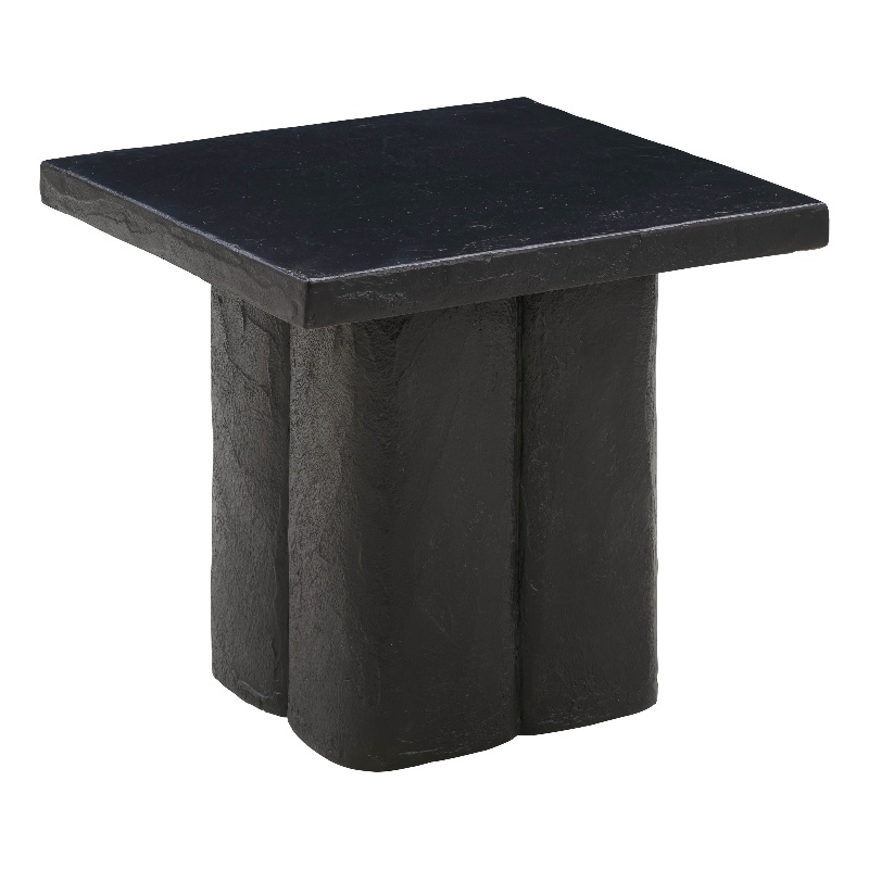TOV Furniture Kayla Black Concrete Textured Side Table