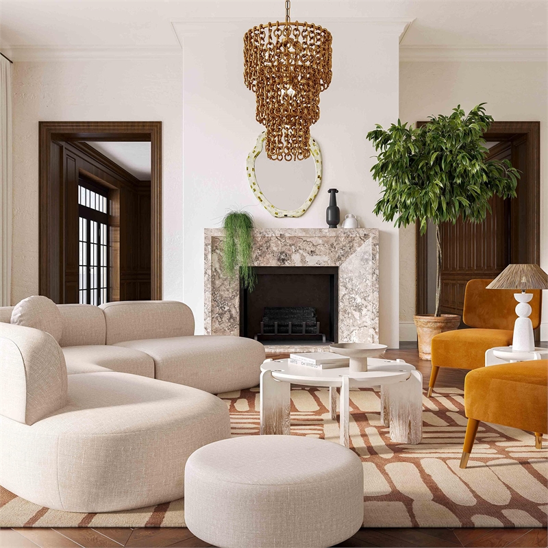 Broohah Beige Upholstered Ottoman