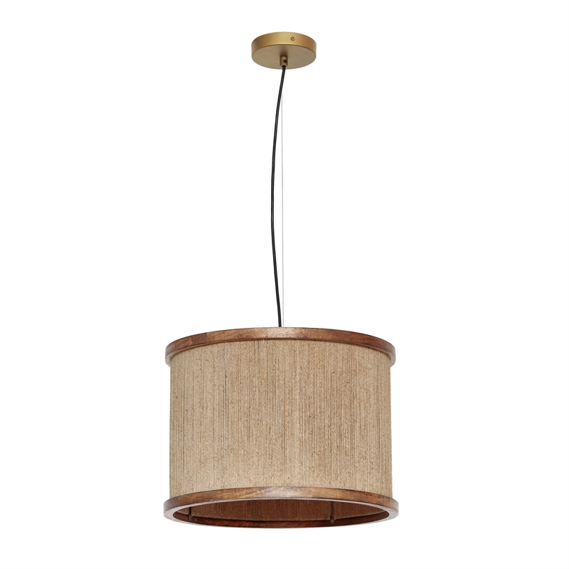 Mariana Natural Mango Wood and Jute Pendant Lamp