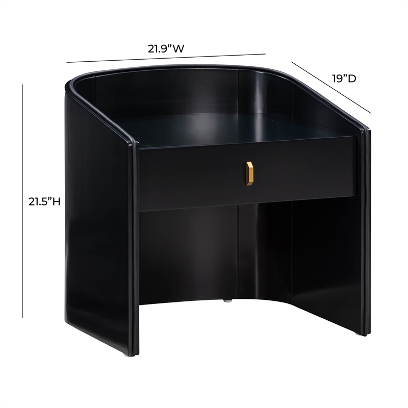 TOV Furniture Collins 1-Drawer Transitional Wood Nightstand in Black/Blue
