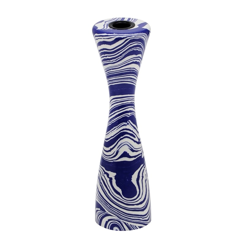 TOV Furniture Serene Contemporary Resin Large Candlestick in Blue/White