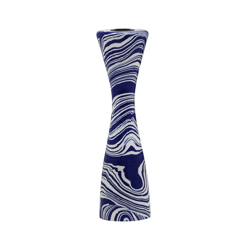 TOV Furniture Serene Contemporary Resin Large Candlestick in Blue/White