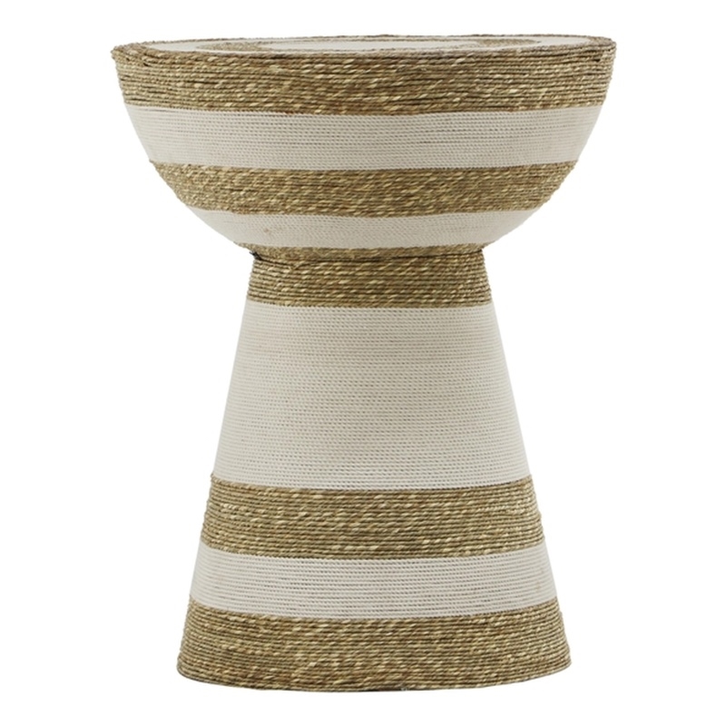 TOV Furniture Wren Transitional Metal & Grass Side Table in Natural