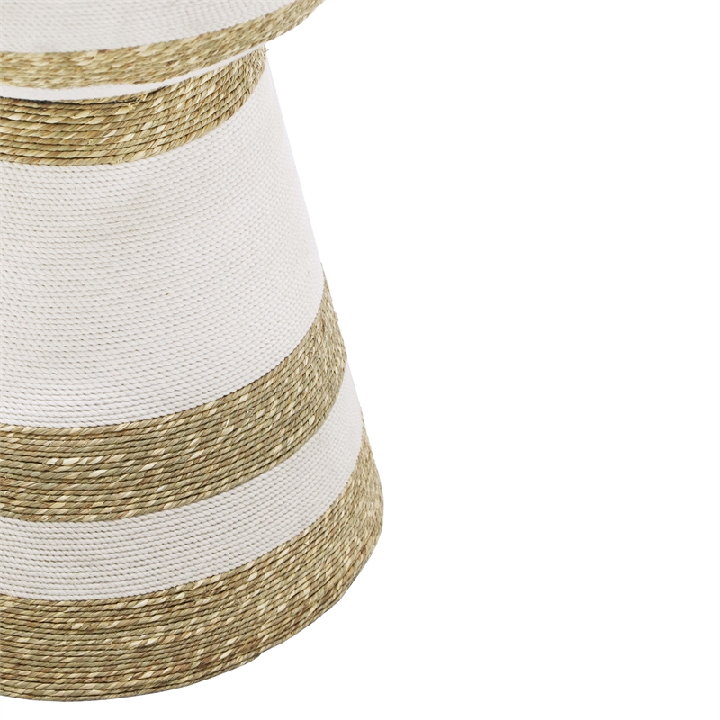 TOV Furniture Wren Transitional Metal & Grass Side Table in Natural