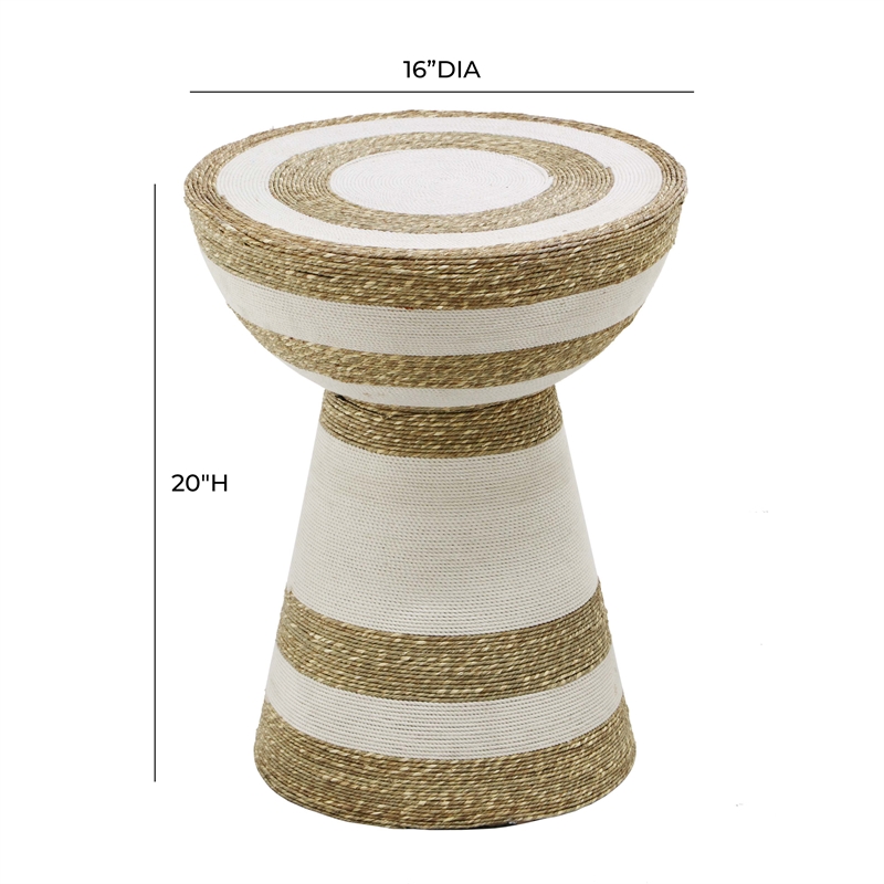 TOV Furniture Wren Transitional Metal & Grass Side Table in Natural