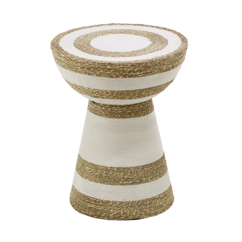 TOV Furniture Wren Transitional Metal & Grass Side Table in Natural