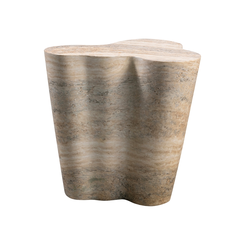 Slab Tan Faux Travertine Tall Side Table