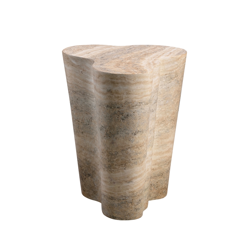 Slab Tan Faux Travertine Tall Side Table