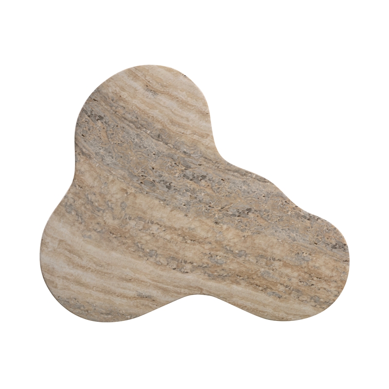 Slab Tan Faux Travertine Tall Side Table