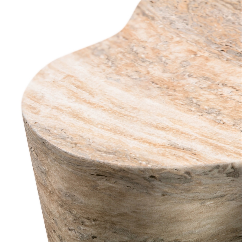 Slab Tan Faux Travertine Tall Side Table