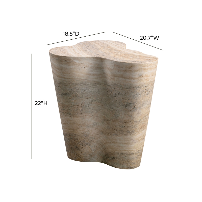 Slab Tan Faux Travertine Tall Side Table