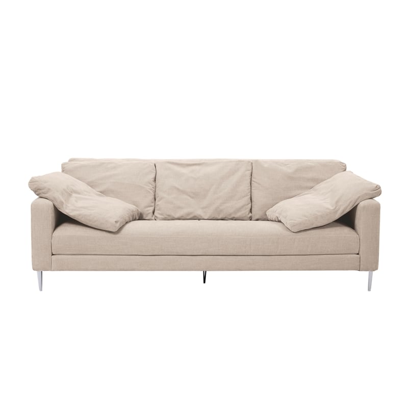 Vari Beige Textured Velvet Lounge Sofa