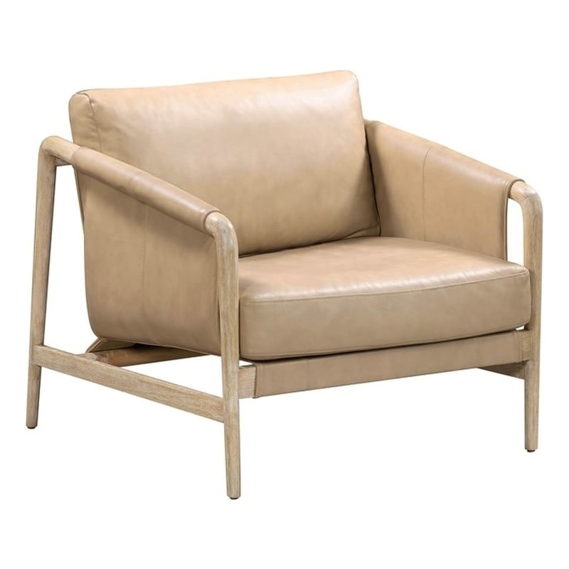 Chakka Tan Genuine Leather Accent Chair