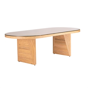 TOV Furniture Caren Oval Rattan & Glass Dining Table in Natural