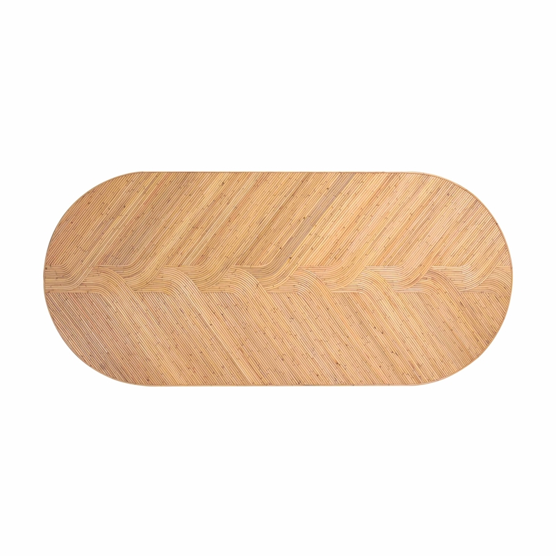 TOV Furniture Caren Oval Rattan & Glass Dining Table in Natural
