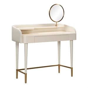 TOV Furniture Penelope Vegan Leather & Wood Vanity Desk in Cream