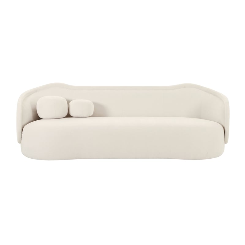 TOV Furniture Circe Upholstered Velvet Sofa with Enveloping Arms in Cream