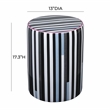 Taurus Ceramic Stool in Modern Black and White Stripes Print
