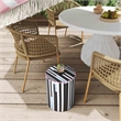 Taurus Ceramic Stool in Modern Black and White Stripes Print