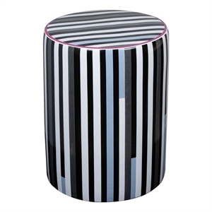 Taurus Ceramic Stool in Modern Black and White Stripes Print