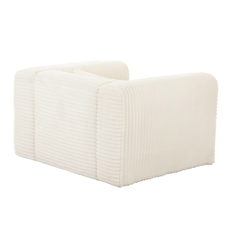 TOV Furniture Tarra Fluffy Oversized Corduroy Fabric Armchair in Cream