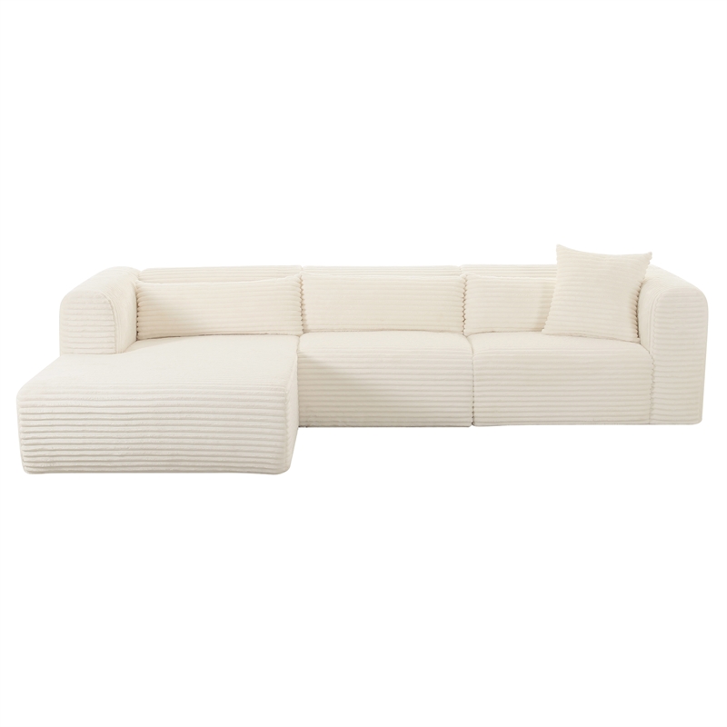 TOV Furniture Tarra Fluffy Oversized Fabric Modular LAF Sectional in Cream