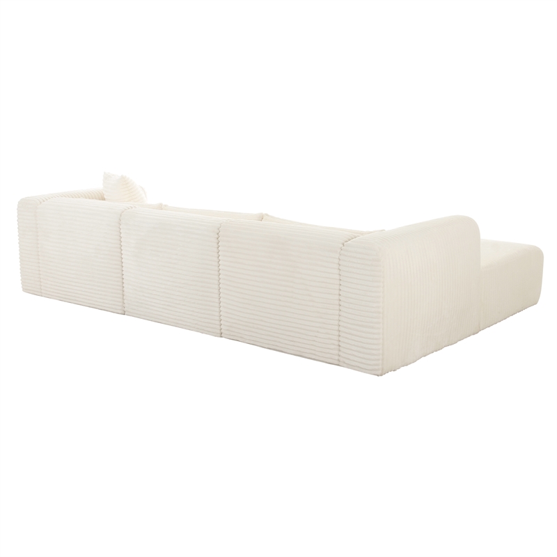 TOV Furniture Tarra Fluffy Oversized Fabric Modular LAF Sectional in Cream
