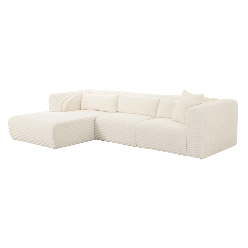 TOV Furniture Tarra Fluffy Oversized Fabric Modular LAF Sectional in Cream