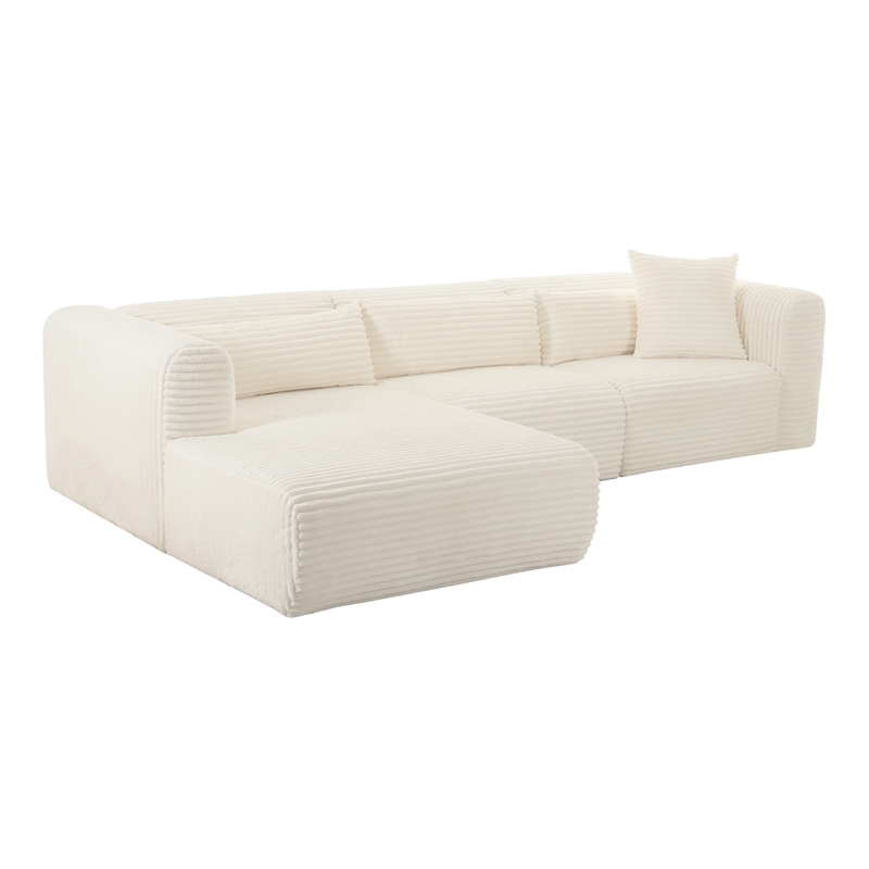 TOV Furniture Tarra Fluffy Oversized Fabric Modular LAF Sectional in Cream