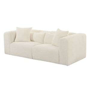 TOV Furniture Tarra Fluffy Oversized Corduroy Fabric Modular Loveseat in Cream