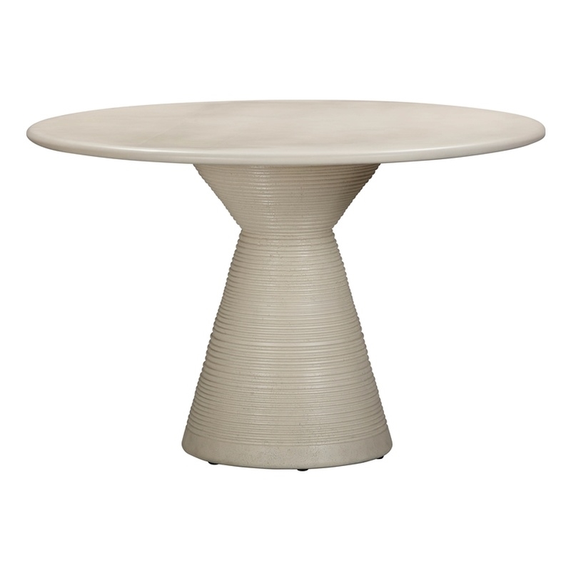 TOV Furniture Fern Indoor / Outdoor Round Stone Dining Table in Beige
