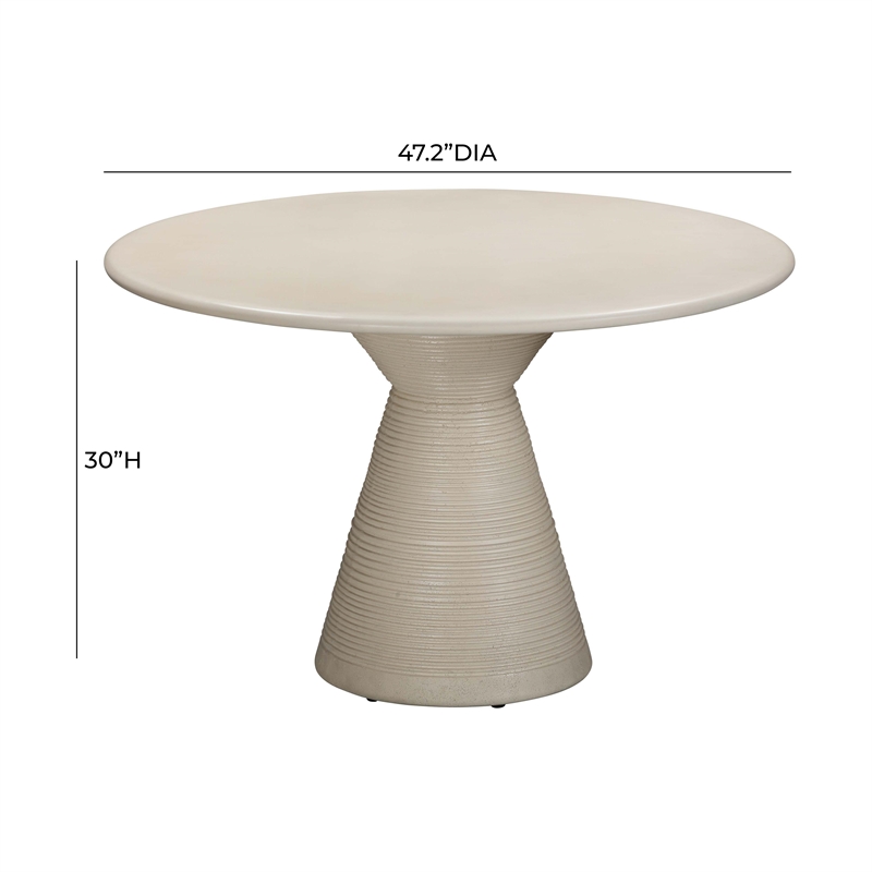 TOV Furniture Fern Indoor / Outdoor Round Stone Dining Table in Beige