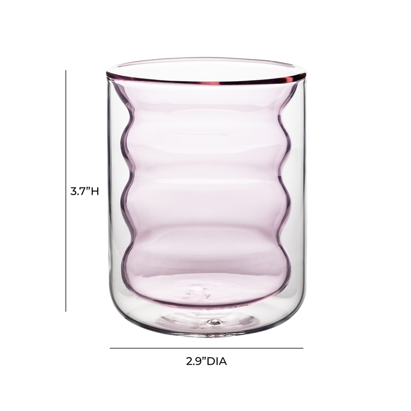 TOV Furniture Waves Transitional Glass Water Glasses in Blush (Set of 4)
