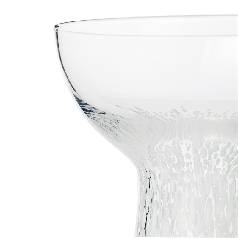 TOV Furniture Dottie Dots Transitional Glass Cocktail in Clear White (Set of 4)
