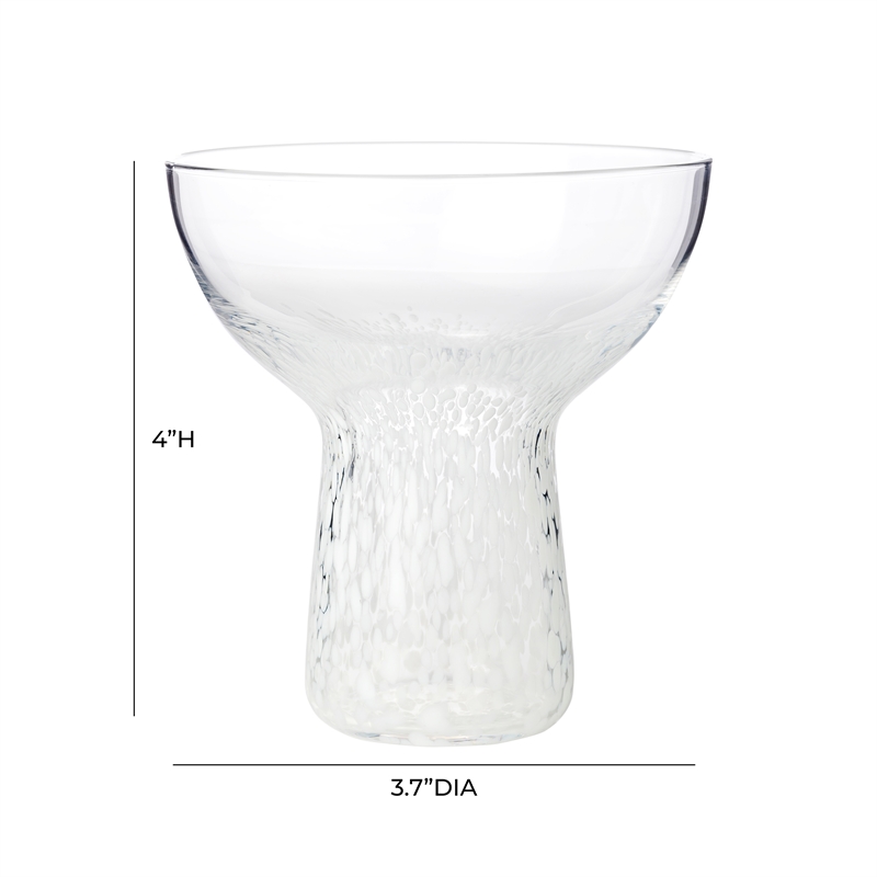 TOV Furniture Dottie Dots Transitional Glass Cocktail in Clear White (Set of 4)