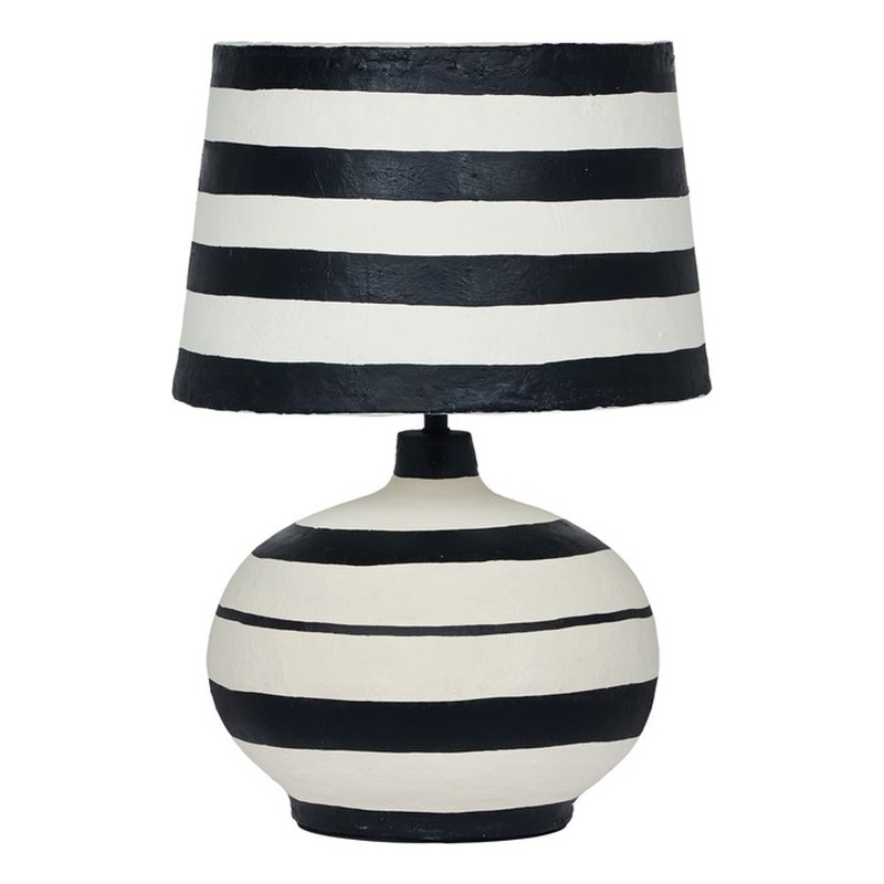 Positano Black Striped Papier Mache Table Lamp