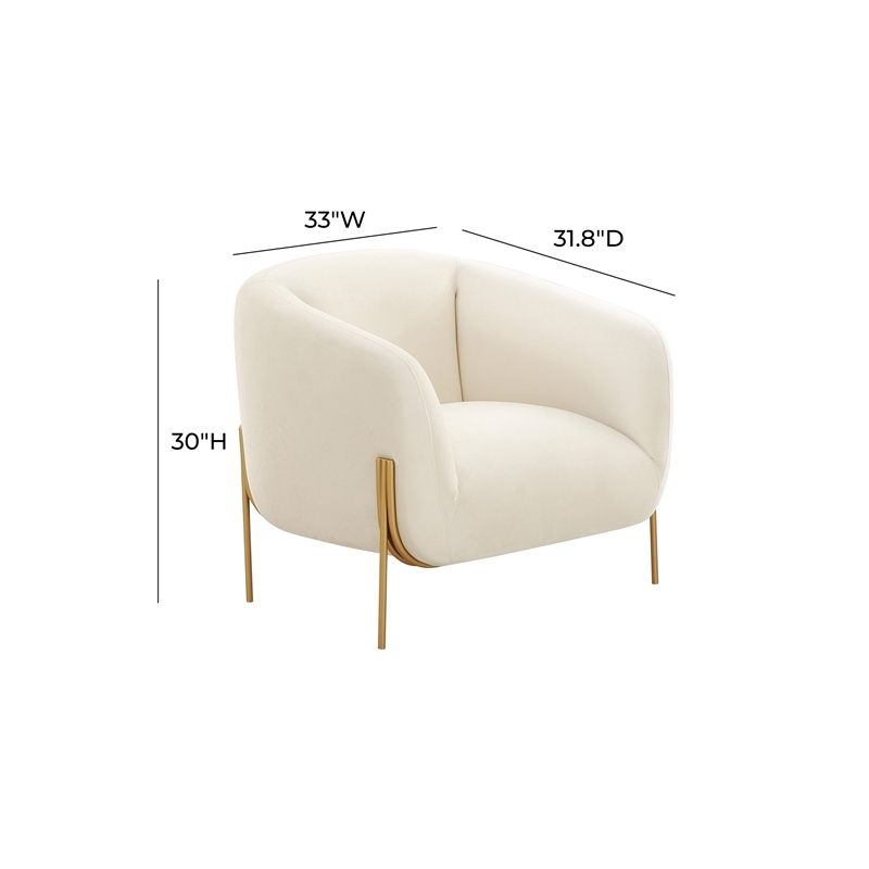 Kandra Cream Velvet Accent Chair