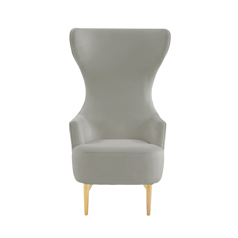Julia Gray Velvet Channel Tufted Wingback Chair