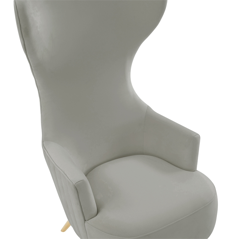 Julia Gray Velvet Channel Tufted Wingback Chair