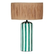Ravello Green Striped Papier Mache Table Lamp